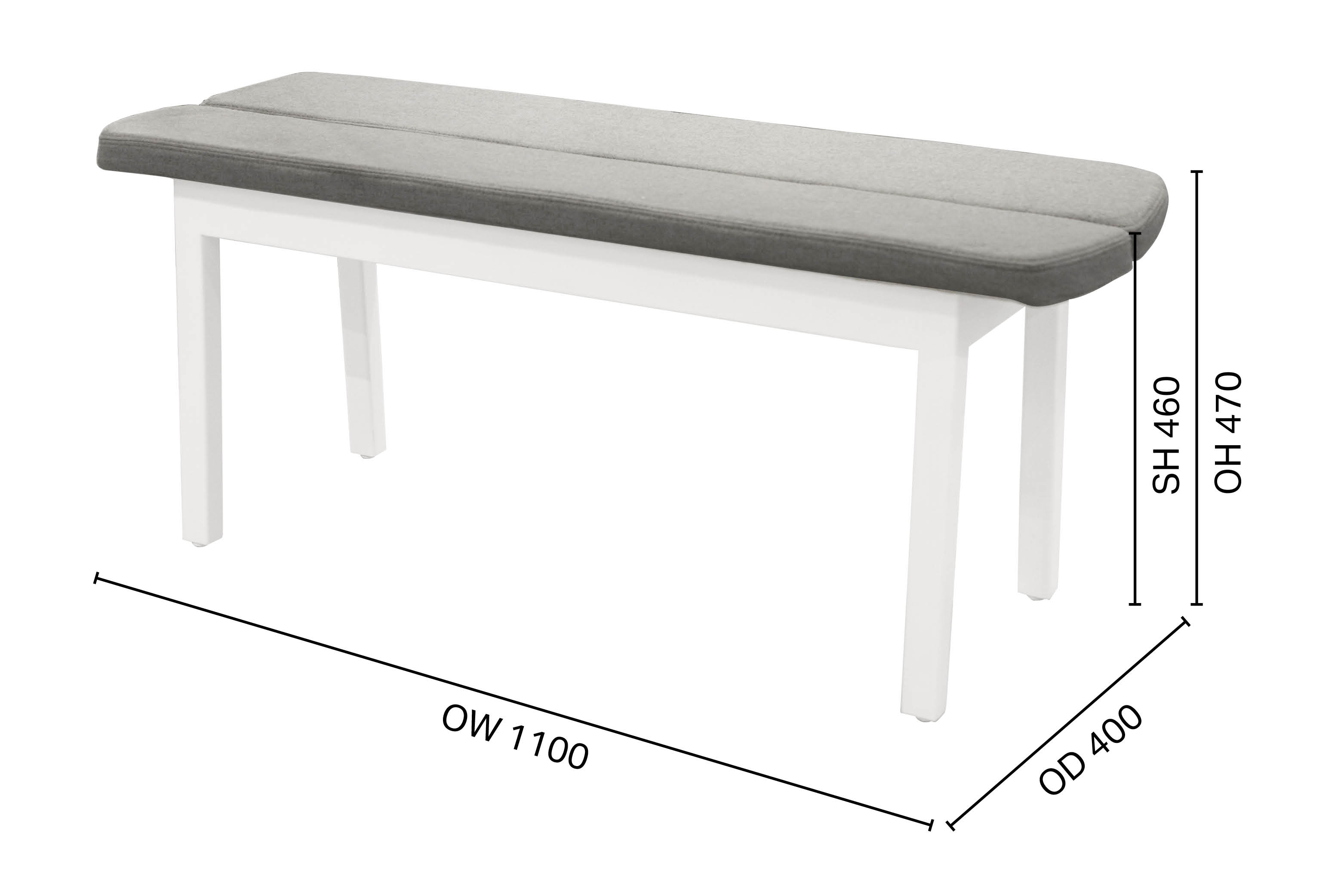 Haru Bench - Cushioned Seat/Wood Leg - W1100